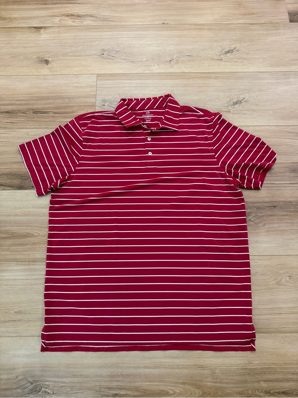 Southern Tide Red and White Striped Polo